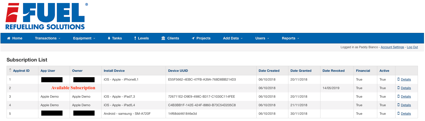 available Subscription